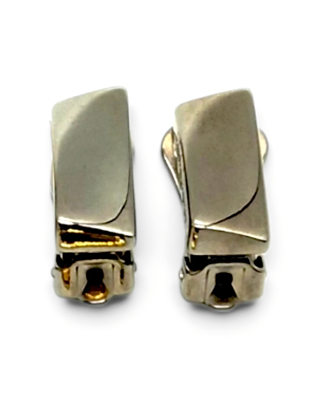 Salvatore Ferragamo Silver Tone Bar Earrings Clip On
